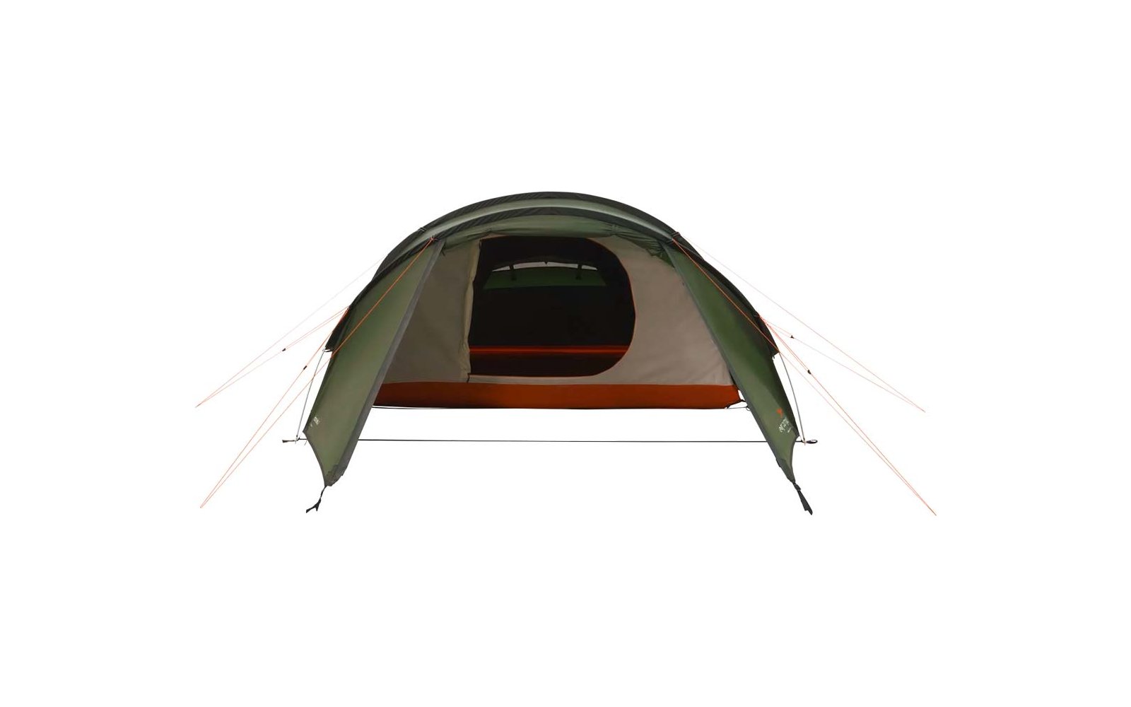 Grünes Campingzelt mit offenem Eingang