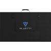 Schwarzes faltbares Solarpanel mit Griff und dem Bluetti-Logo in der Mitte