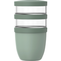 Mepal Ellipse Lunchpot 3 pi&egrave;ces avec trois compartiments s&eacute;par&eacute;s et anti-fuite 500 ml et 2x 200 ml nordic sage