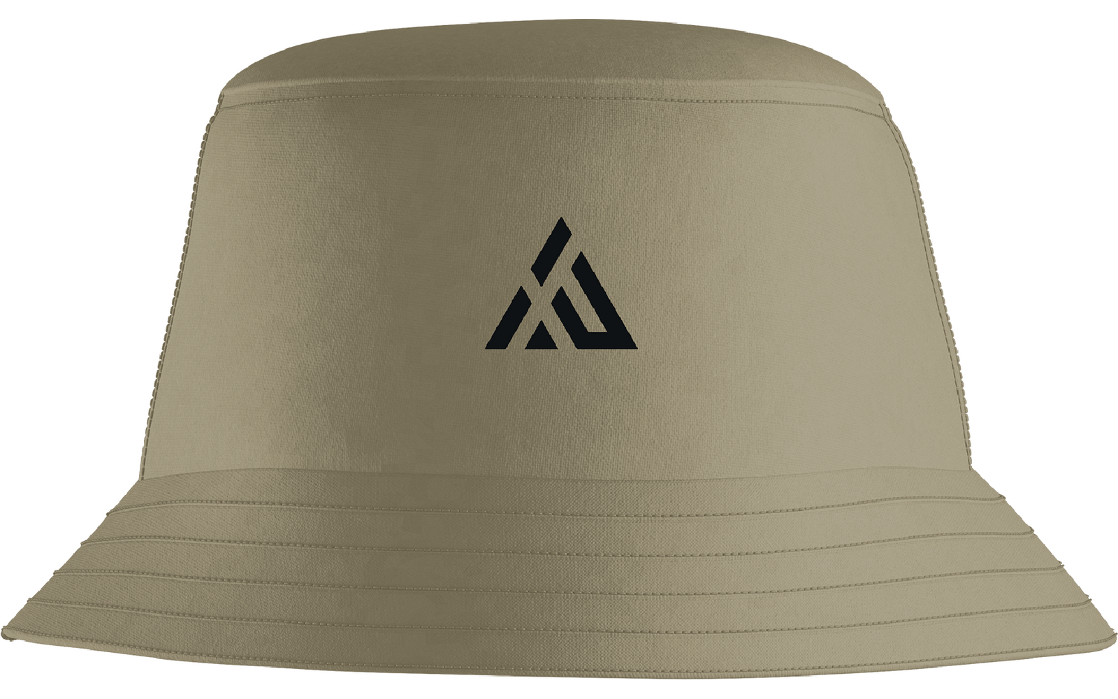 Beiger Anglerhut mit schwarzem Logo vorne