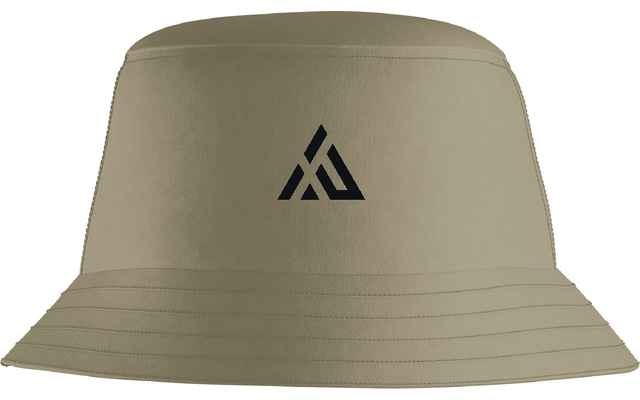 Beiger Anglerhut mit schwarzem Logo vorne