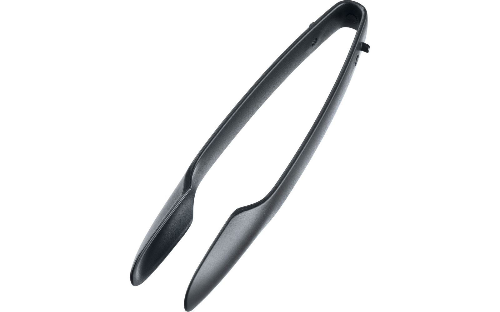 Pince en plastique gris foncé avec longues poignées et extrémités plates en forme de cuillère