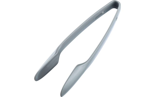 Pince grise d'une seule pièce avec deux embouts en forme de cuillère, ouverte