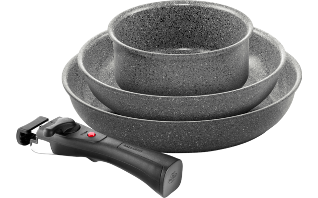 Produktbild Ballarini Torre Aluminium Kochgeschirr-Set mit abnehmbarem Griff keramische Antihaftbeschichtung grau 4-teilig 1