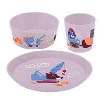 Koziol Kids Set children's tableware set 3-piece organic gray trucks