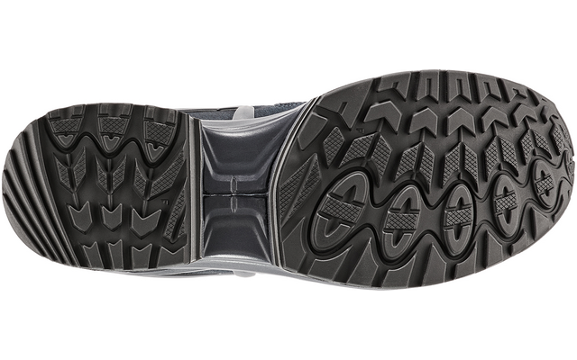 Unterseite eines Schuhs mit schwarzer Sohle und Profilmuster