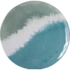 Assiette ronde avec motif abstrait en tons bleus et verts