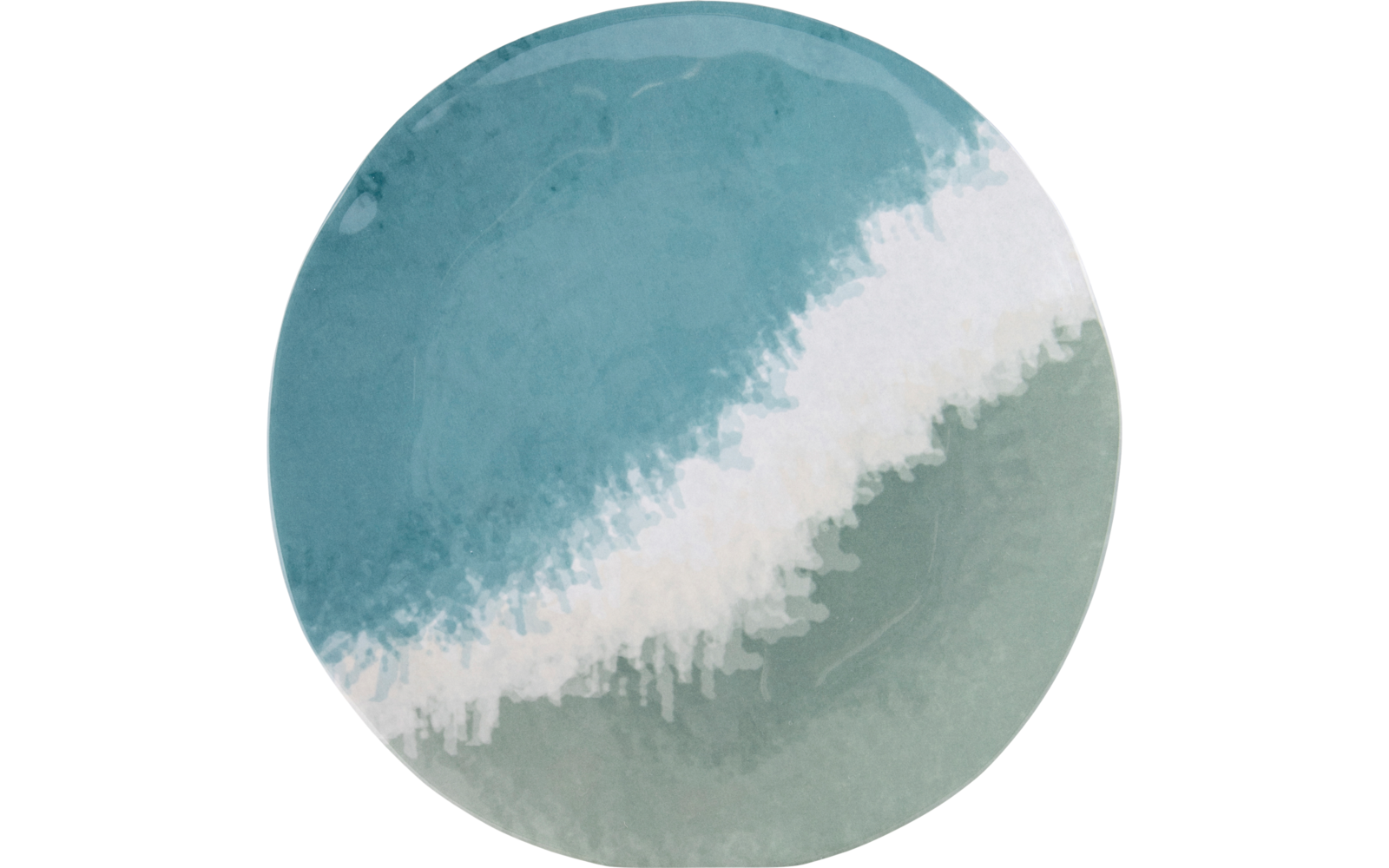 Image circulaire avec des tons bleus, blancs et gris se mélangeant comme des vagues ou des coups de pinceau