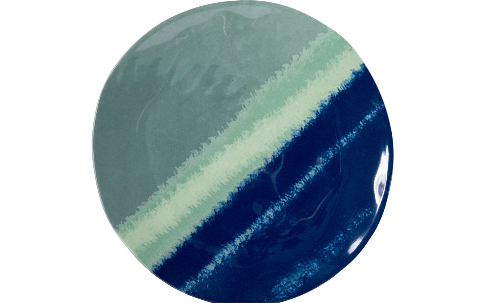 Assiette ronde avec motif de couleur bleu-vert