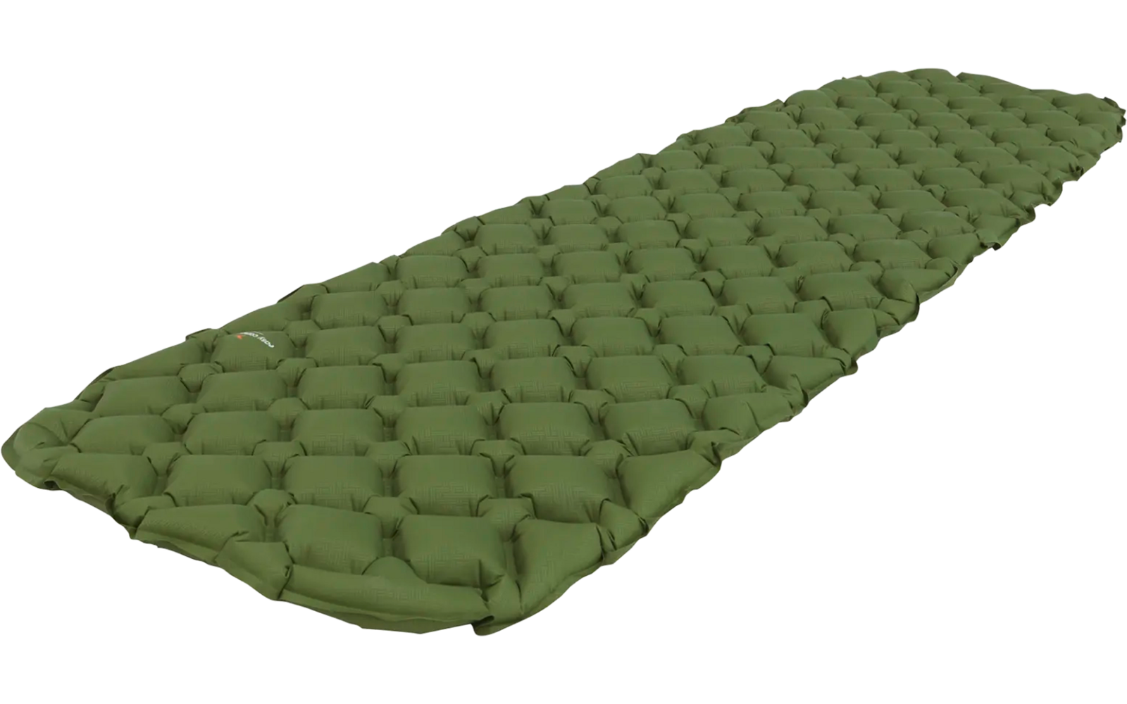 Grüne Luftmatratze mit Kammerstruktur auf weißem Hintergrund