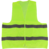Neongeel vest met twee horizontale reflecterende grijze strepen, vooraan open