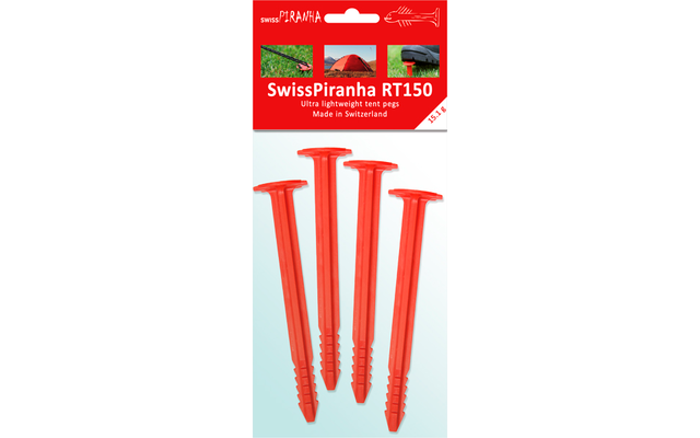 Swiss Piranha RT150 Piquet de tente rouge 15 cm Set de 4 pièces