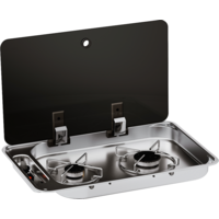 Can 2-pits gaskookplaat 530 x 340 x 105 mm met glazen afdekplaat