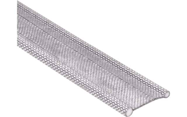 Two parallel silver braided strands on a black background