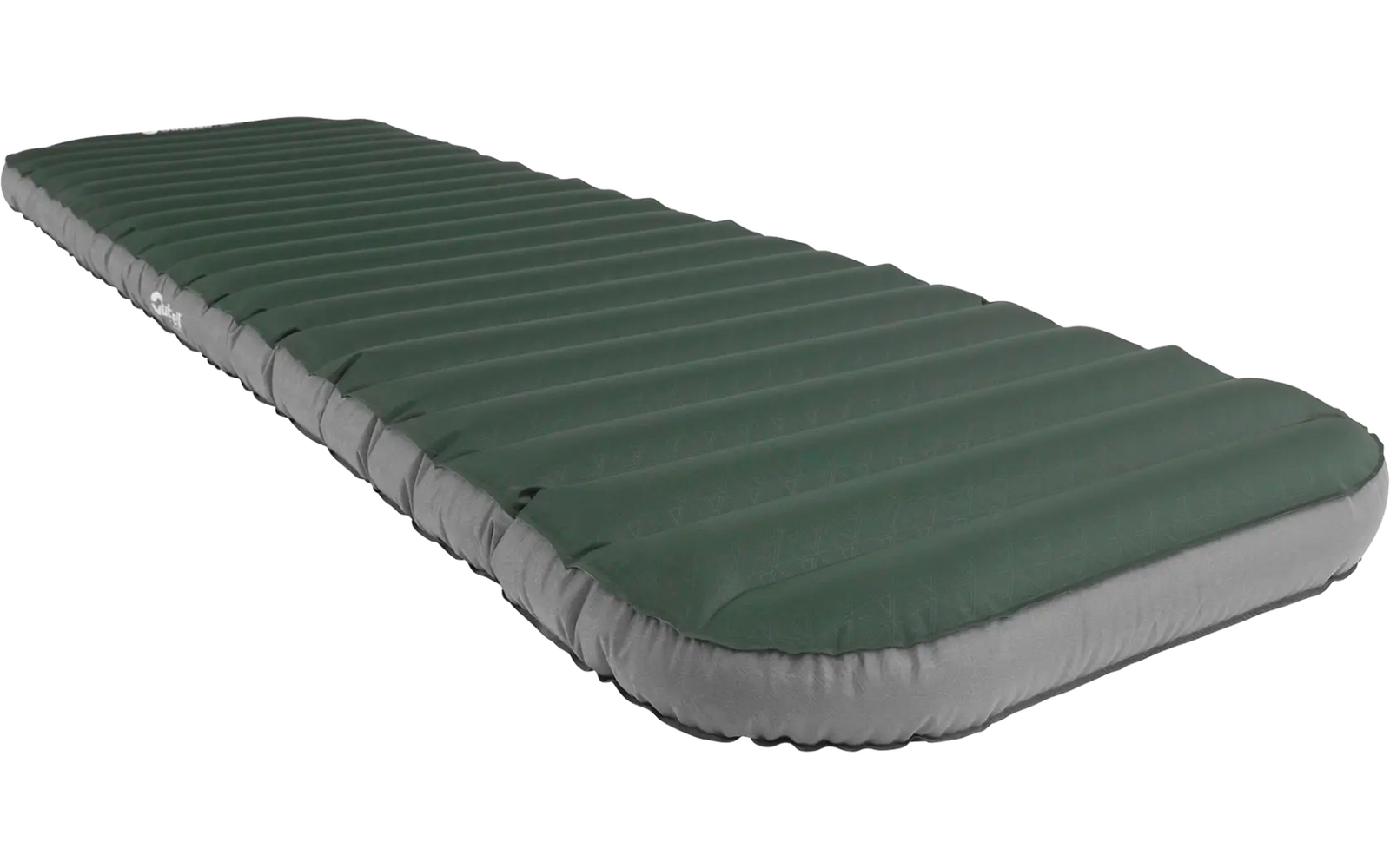 Groene luchtmatras met grijze rand op witte achtergrond