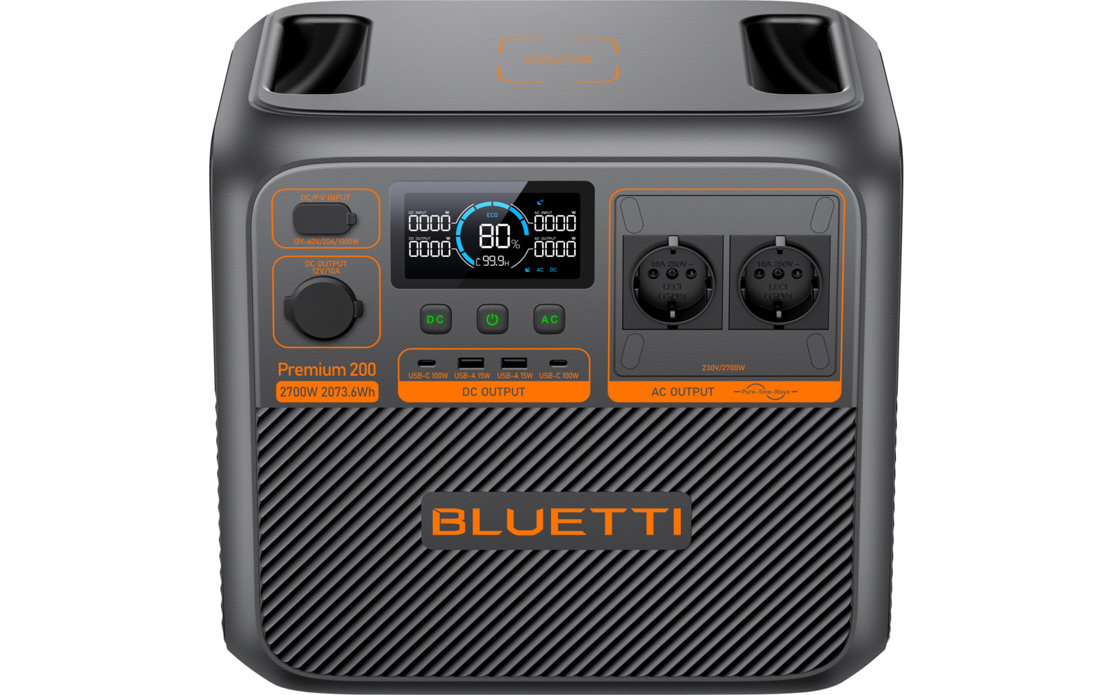 Tragbare Powerstation mit Steckdosen, LCD-Display und USB-Anschlüssen