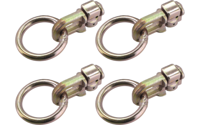 Runder Metallring, verbunden mit einem metallischen Gelenk-Connector mit sichtbarem Bolzen