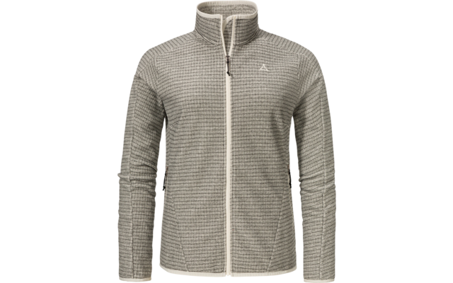 Beige jas met ritssluiting en lange mouwen, vooraanzicht