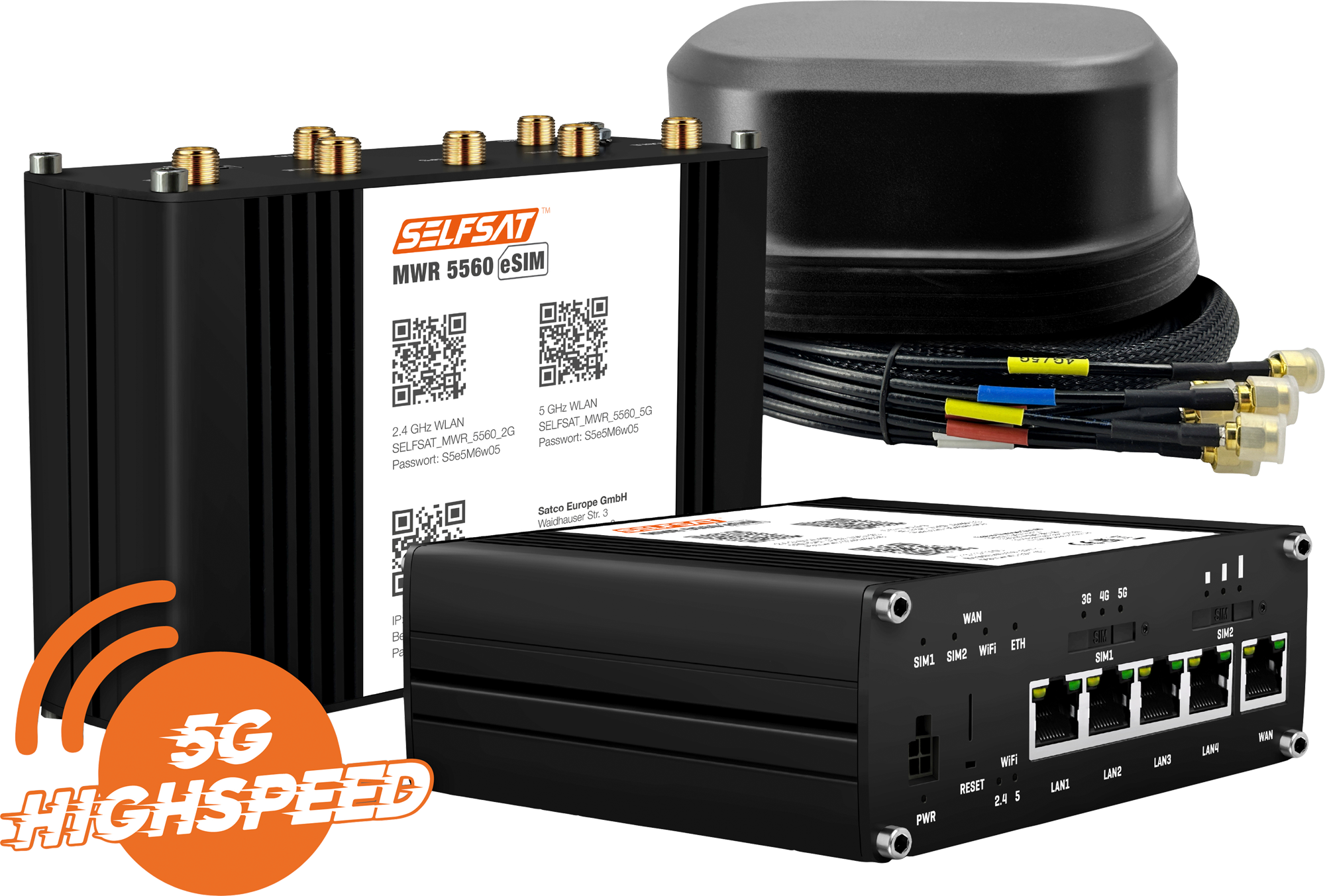SELFSAT MWR 5560 WLAN Router eSIM 5G Cat 20 bis 3,4 Gbps inklusive ...
