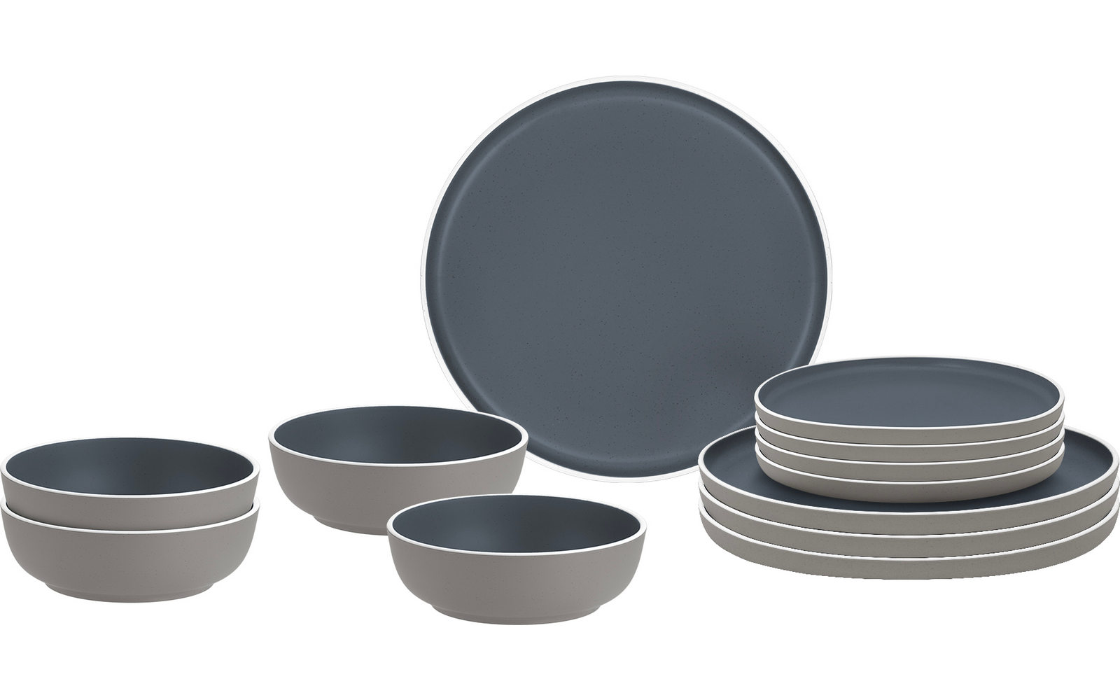 Produktbild Brunner Midday Geschirrset Melamin Mineral 12-teilig Porzellan-Touch Antirutsch BPA-frei 1