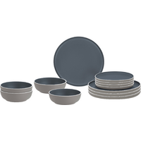 Brunner Midday Trilogy Dark Geschirrset Melamin Mineral 12-teilig Porzellan-Touch Antirutsch BPA-frei