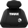 Zwart kunststofhuis met wit 'THULE SWEDEN'-logo, ronde metalen slot met sleuf voor sleutel, gevoerde bovenzijde