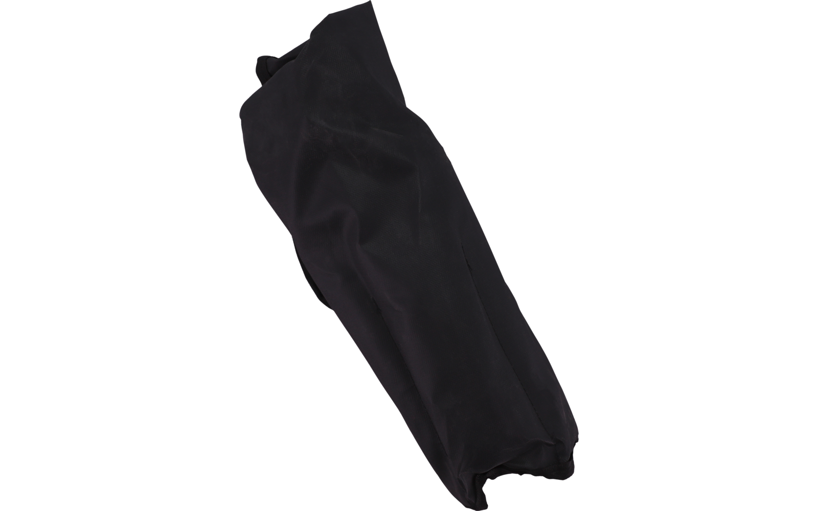 Black elongated fabric pouch with drawstring