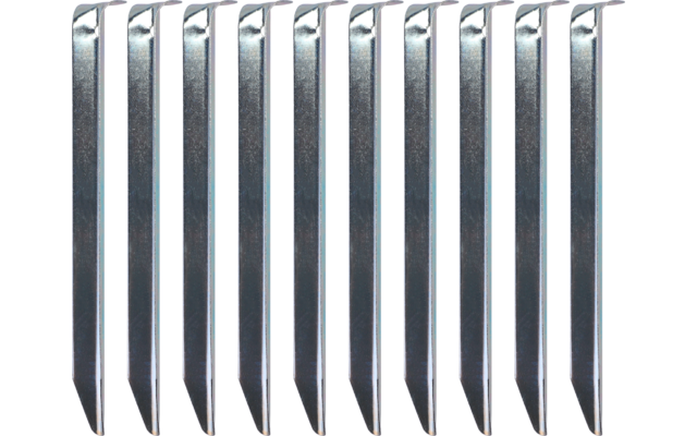 Row of metallic blades on white background