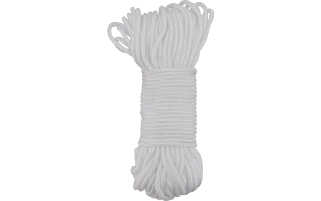 White rope wound into a bundle with loose loops at the top