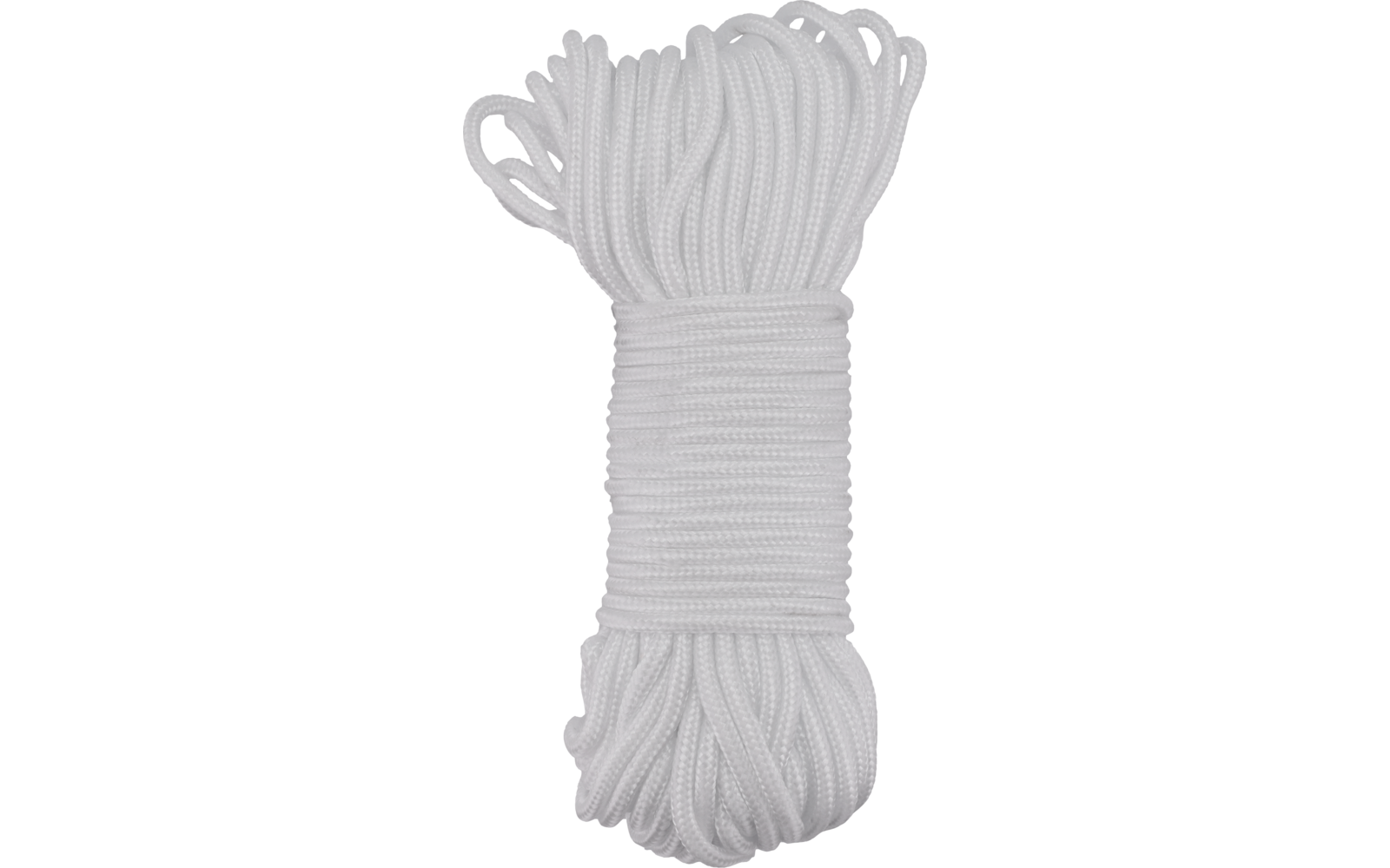 White rope wound into a bundle with loose loops at the top
