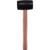 Black rubber head on wooden handle, vertical, head at top