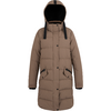 Brauner Wintermantel mit Kapuze und Taschen