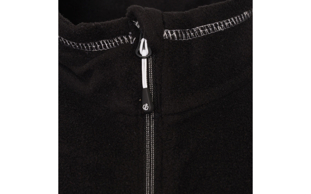 Schwarzer Fleecepullover mit offenem Reißverschluss und rundem Kragen