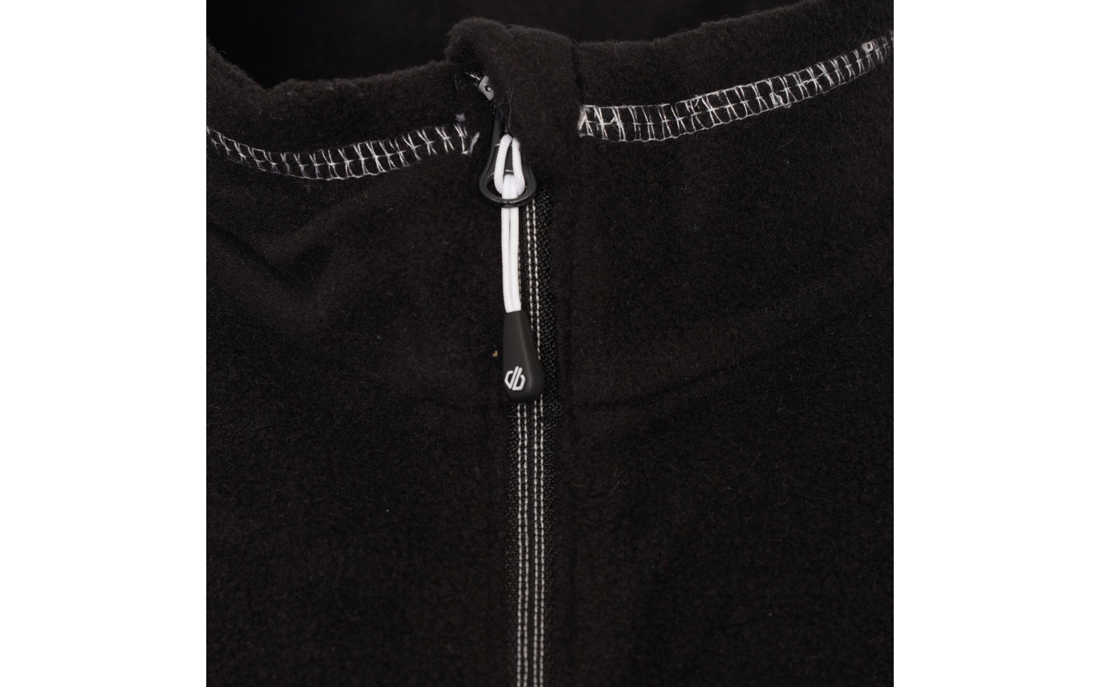 Schwarzer Fleecepullover mit offenem Reißverschluss und rundem Kragen
