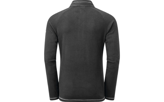 Rückansicht eines dunkelgrauen Langarmshirts mit Stehkragen