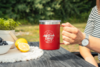 Camplife Edelstahl Thermo-Trinkbecher mit Henkel und Deckel 450 ml rot