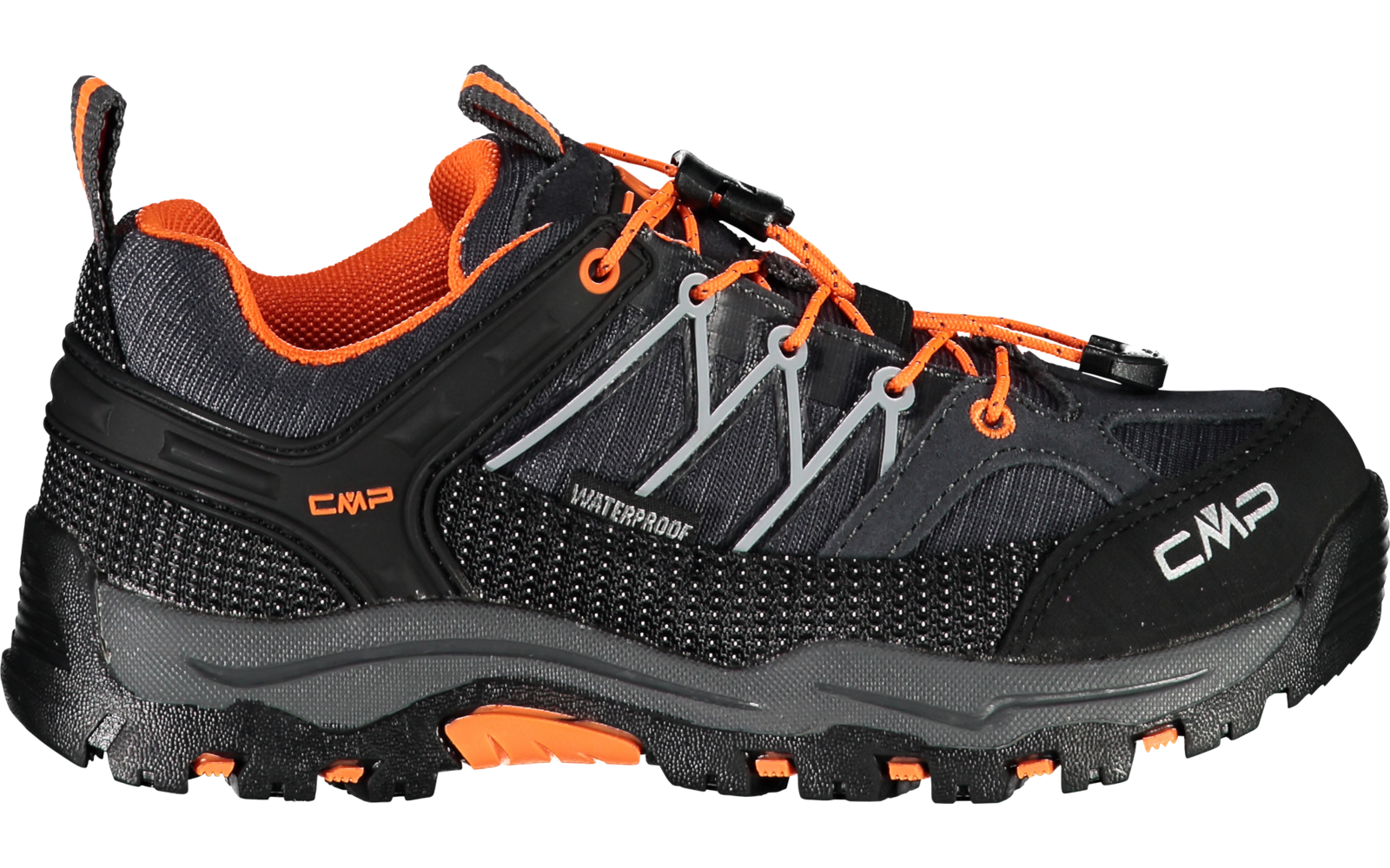 Chaussure de randonnée noire et orange avec lacets