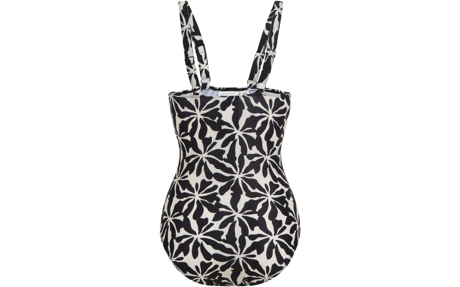 Maillot de bain une-pièce noir et blanc à motif floral avec bretelles