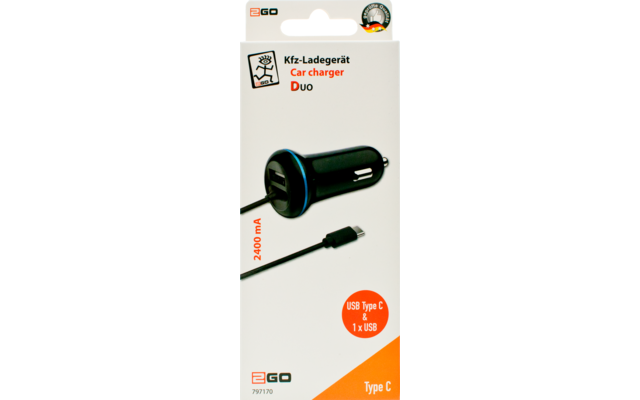 2GO Car Charger 12/24 V USB Type-C