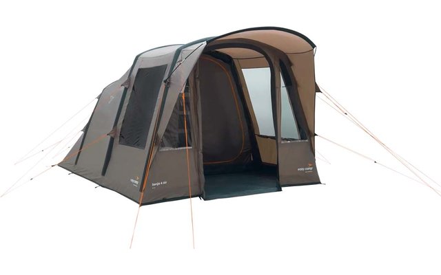 Großes graues Zelt mit offenem Eingang, aufgestellt auf weißem Hintergrund