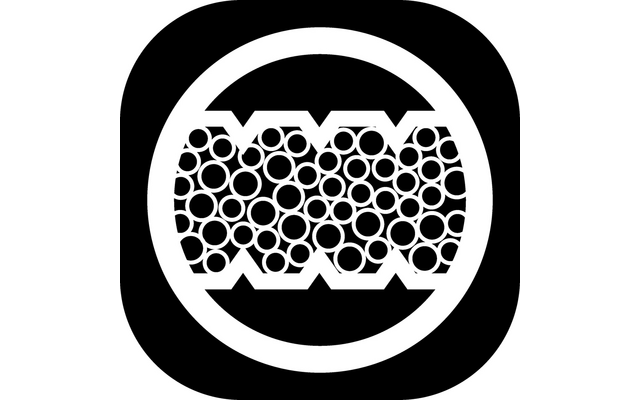 Symbol with two arrows and circles inside a rounded square