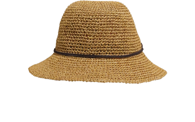 Cappello marrone lavorato a maglia con tesa larga e fascia nera