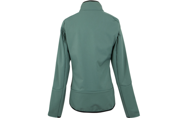 Grüne Jacke von hinten mit langem Schnitt und schmaler Taille