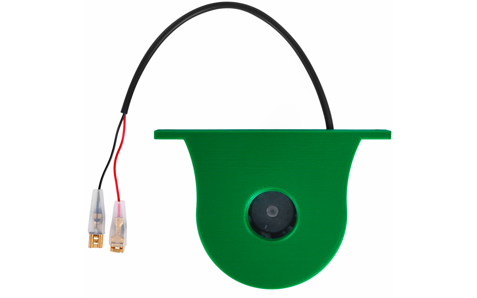 Grünes elektronisches Bauteil mit Kabel und zwei Steckern