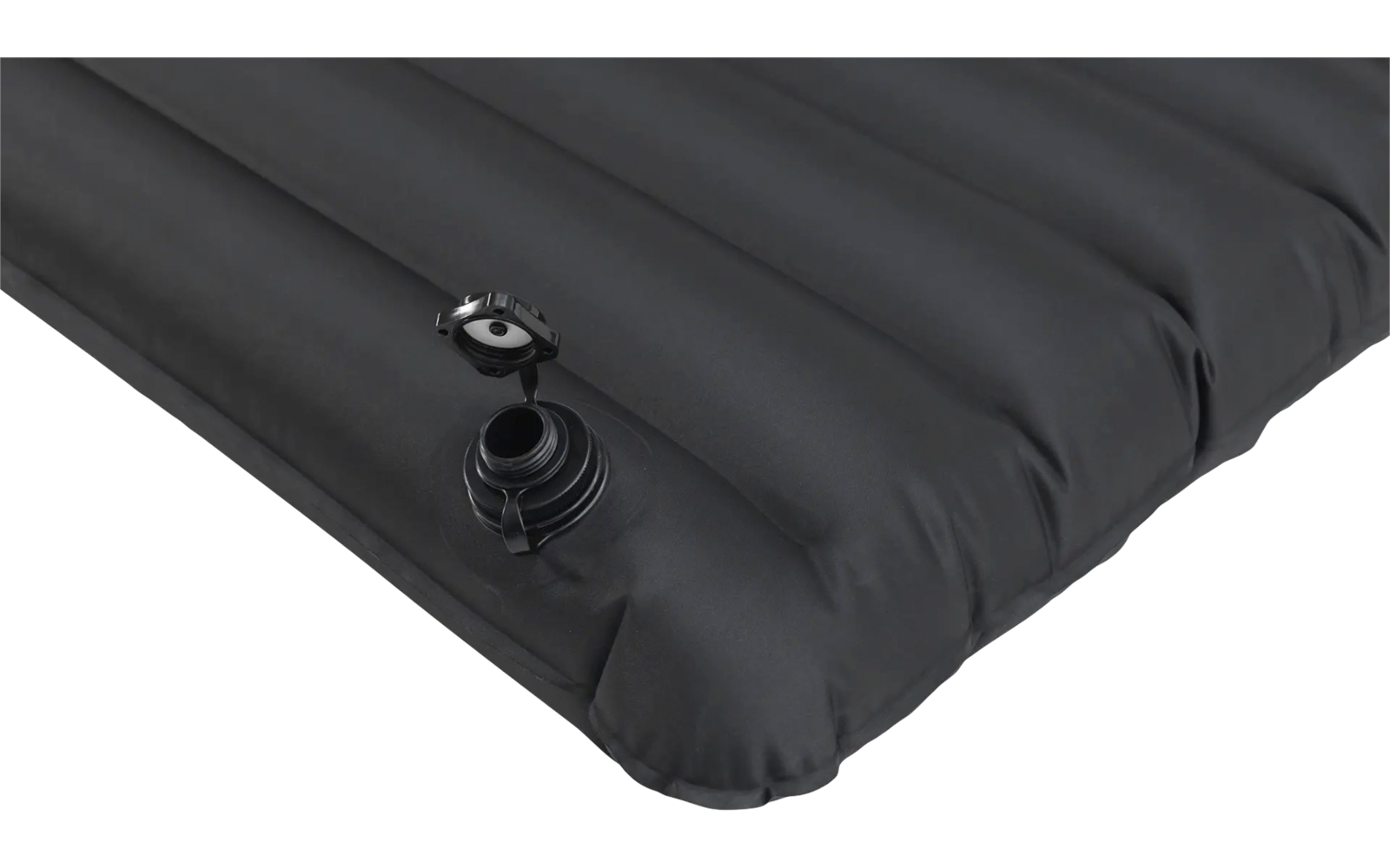 Schwarze, aufblasbare Isomatte mit Ventil