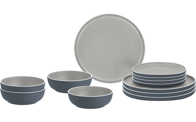 Produktbild Brunner Midday Geschirrset Melamin Mineral 12-teilig Porzellan-Touch Antirutsch BPA-frei 1