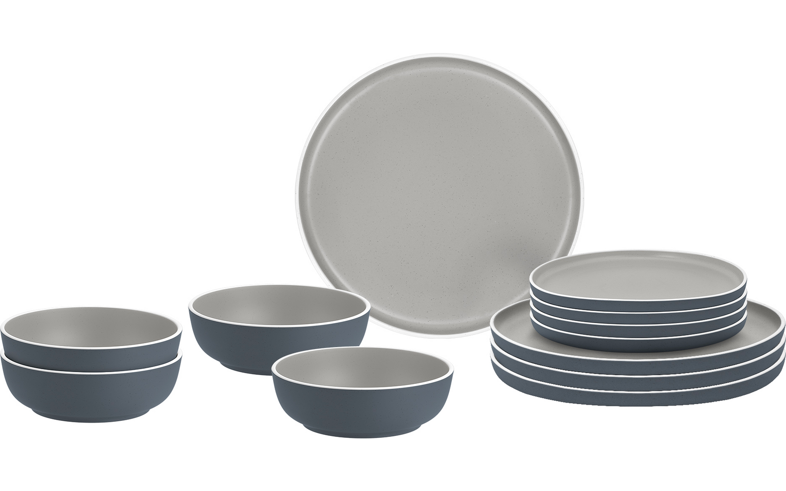 Produktbild Brunner Midday Geschirrset Melamin Mineral 12-teilig Porzellan-Touch Antirutsch BPA-frei 1