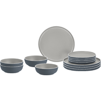 Brunner Midday Trilogy Grey Geschirrset Melamin Mineral 12-teilig Porzellan-Touch Antirutsch BPA-frei