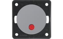 Schwarz-graue Steckdose mit roter Kontrollleuchte in der Mitte