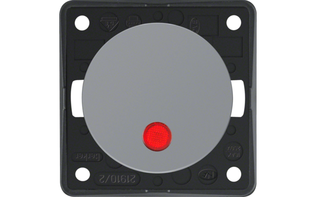 Schwarz-graue Steckdose mit roter Kontrollleuchte in der Mitte